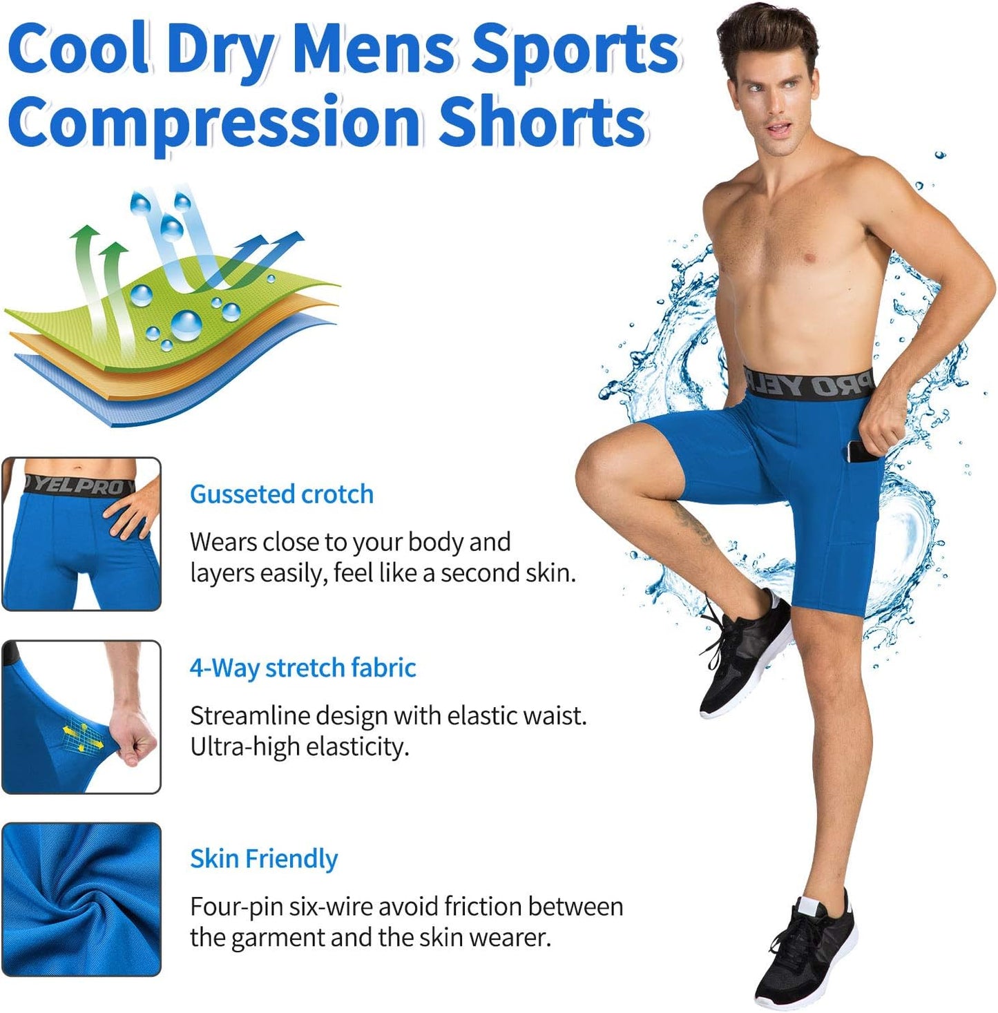 SPVISE Compression Shorts Men 1/3 Pack, Dry Fit Compression Underwear Spandex Running Shorts, Workout Athletic Shorts Pocket