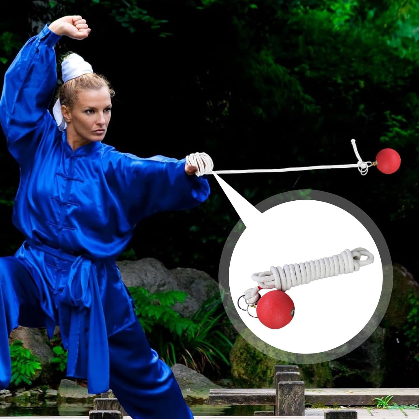 Rope Dart Hammer, Rubber Throw Trainer, 137.8in Practice Martial Tool, Soft User Friendly Equipment, Traditional Chinese Workout Gear for Muscle, Building, Exercise Use