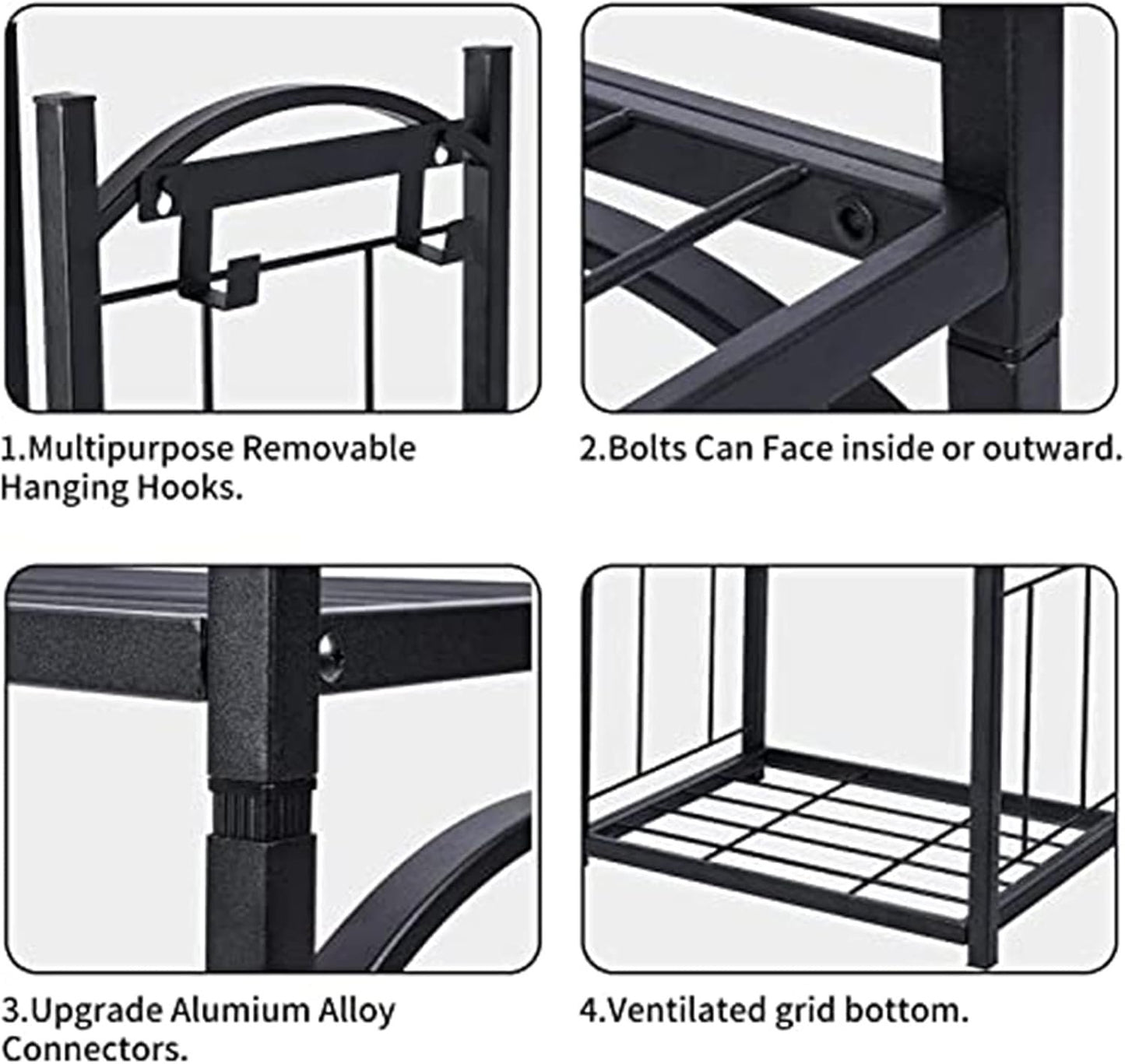 Fireplace Log Rack Fireplace Log Rack Indoor Fireside Companion Set Outdoor Log Holder for Wood Burner Wrought Iron Log Storage Tool Set Wood Stove Fireplace Accessories (Black 85x32x46cm)