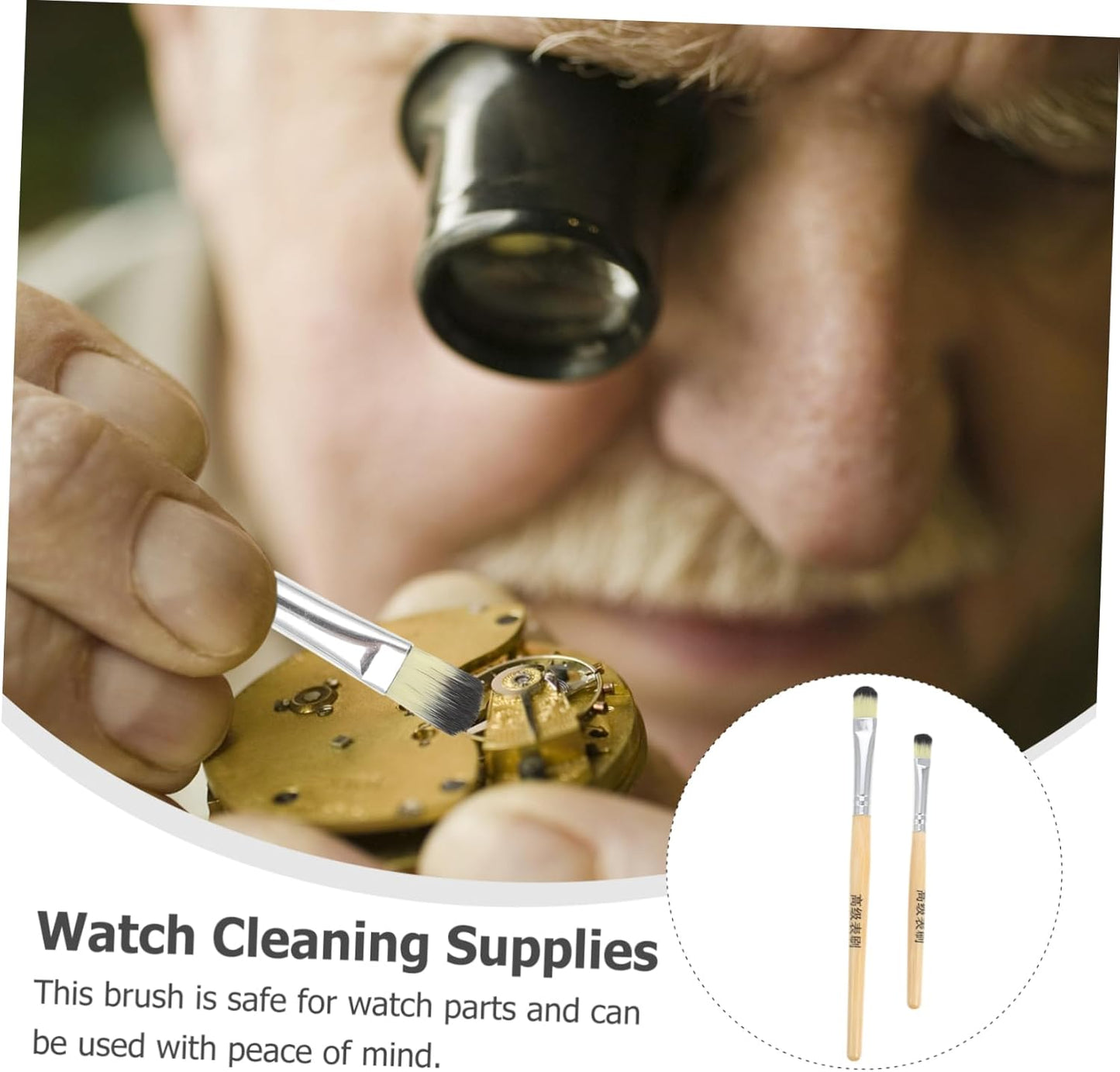Luxshiny 2Pcs Watch Cleaning Brush Parts Cleaning Tools for Watch Repair Soft Brushes with Comfortable Handle Essential Supplies for Watchmakers and Repair