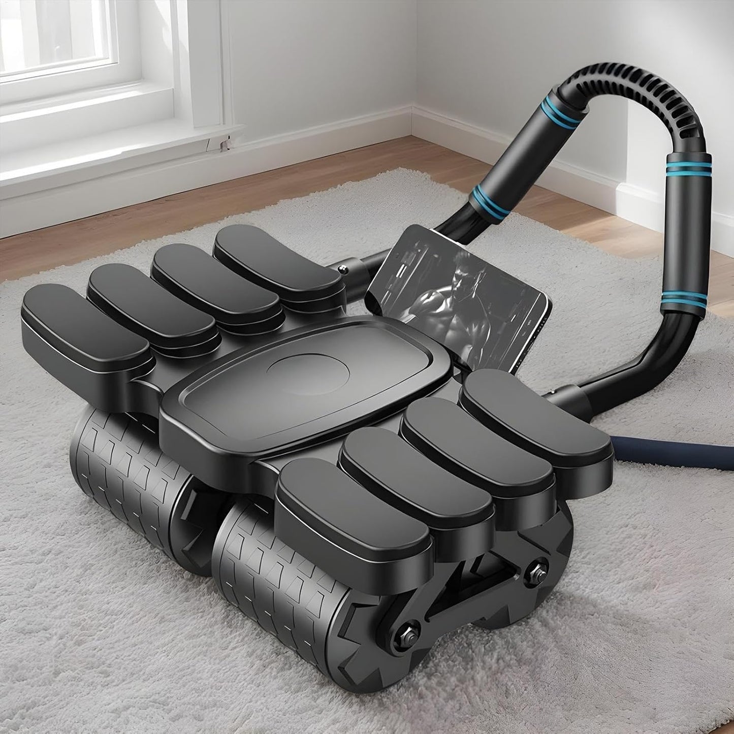 Abs Roller, Gym Equipment Ab Trainer with Elbow Support, Abdominal Exercise Equipment for Core Strengthening, Full-Body Home Workout, Compact, Portable Fitness Gear, 42 x 36 x 24 cm