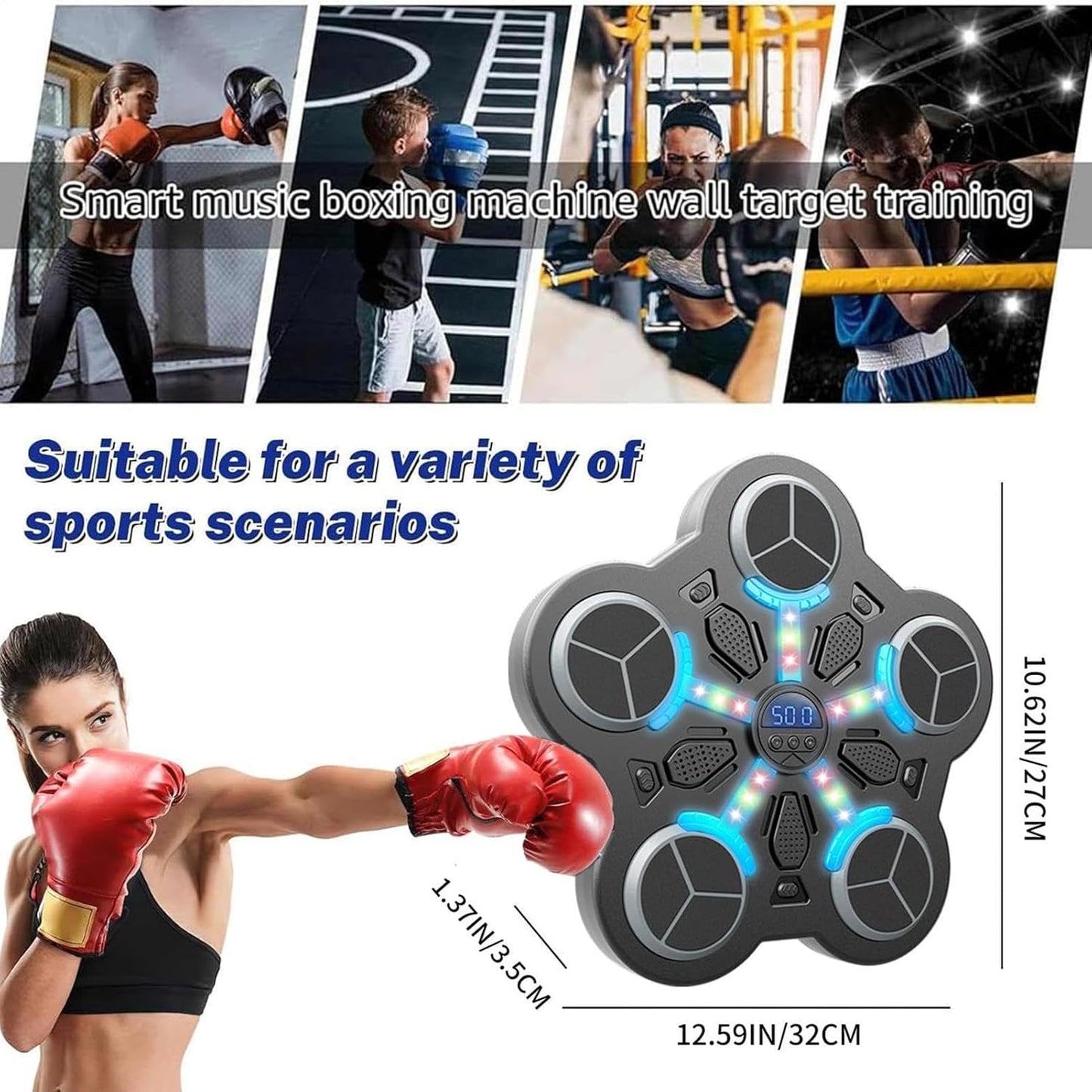 Fitness Punch Machine, Light-Up Punch Trainer, Boxing Workout Machine, Multipurpose Punching Trainer, Wall Mounted Boxing, Adjustable Wall Punch, Boxing Training Gear, High-Tech Boxing Machine, Punchi