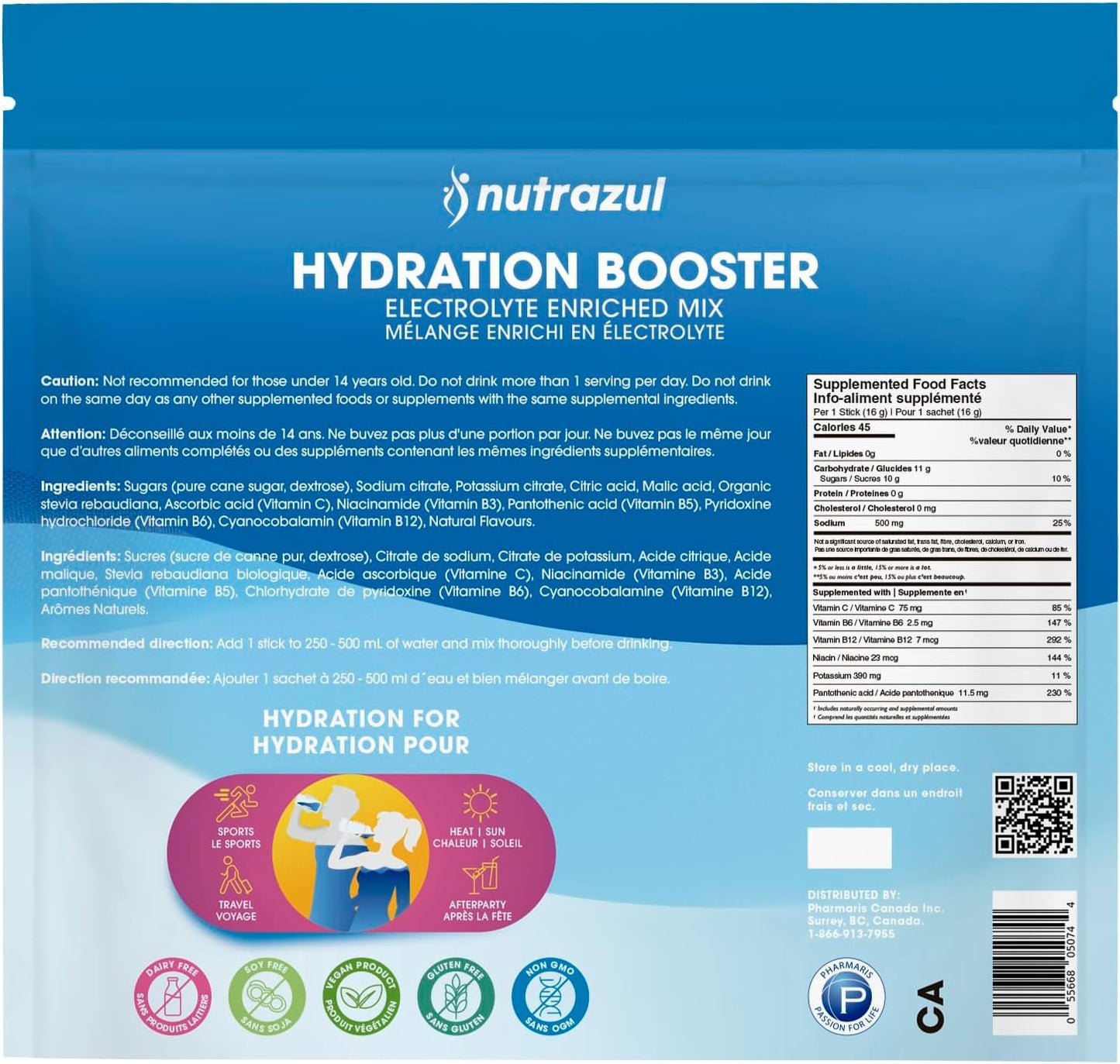 Nutrazul Hydration Booster | Supports Rapid Hydration | Electrolyte Enriched Mix | No Artificial Sweeteners | Passion Fruit Flavour | Vegan, Gluten-Free, Non-GMO | 90 Sticks