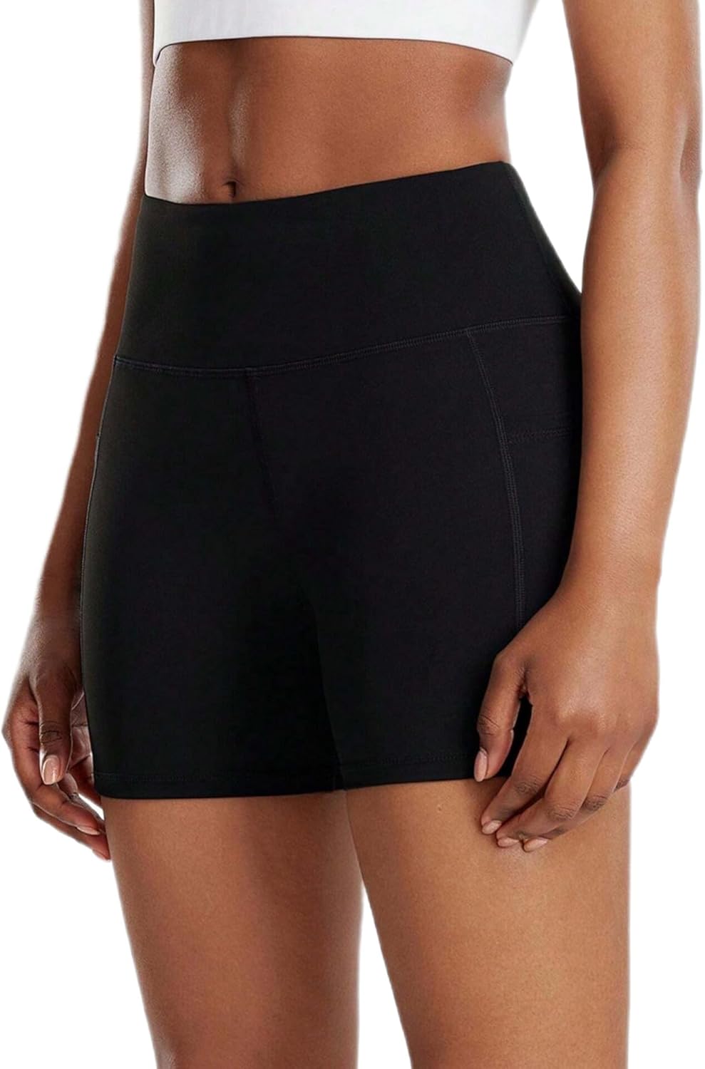 M2M STYLE High Waisted Yoga Shorts for Women - Soft & Stretchy Biker Shorts with Pockets for Running, Cycling, Fitness & Activewear
