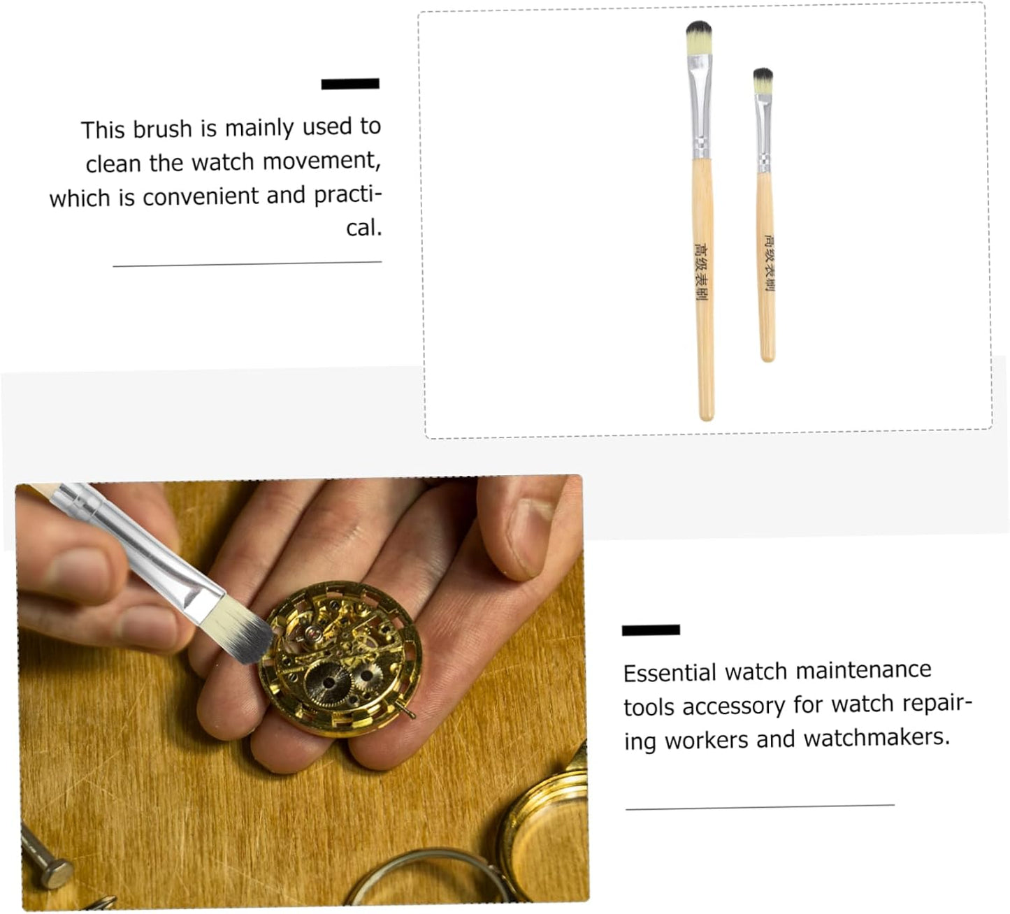 Luxshiny 2Pcs Watch Cleaning Brush Parts Cleaning Tools for Watch Repair Soft Brushes with Comfortable Handle Essential Supplies for Watchmakers and Repair