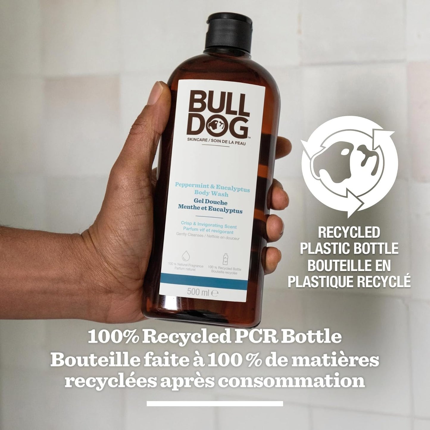 Bulldog Skincare Peppermint & Eucalyptus Shower Gel Body Wash for Men, 500 Milliliters