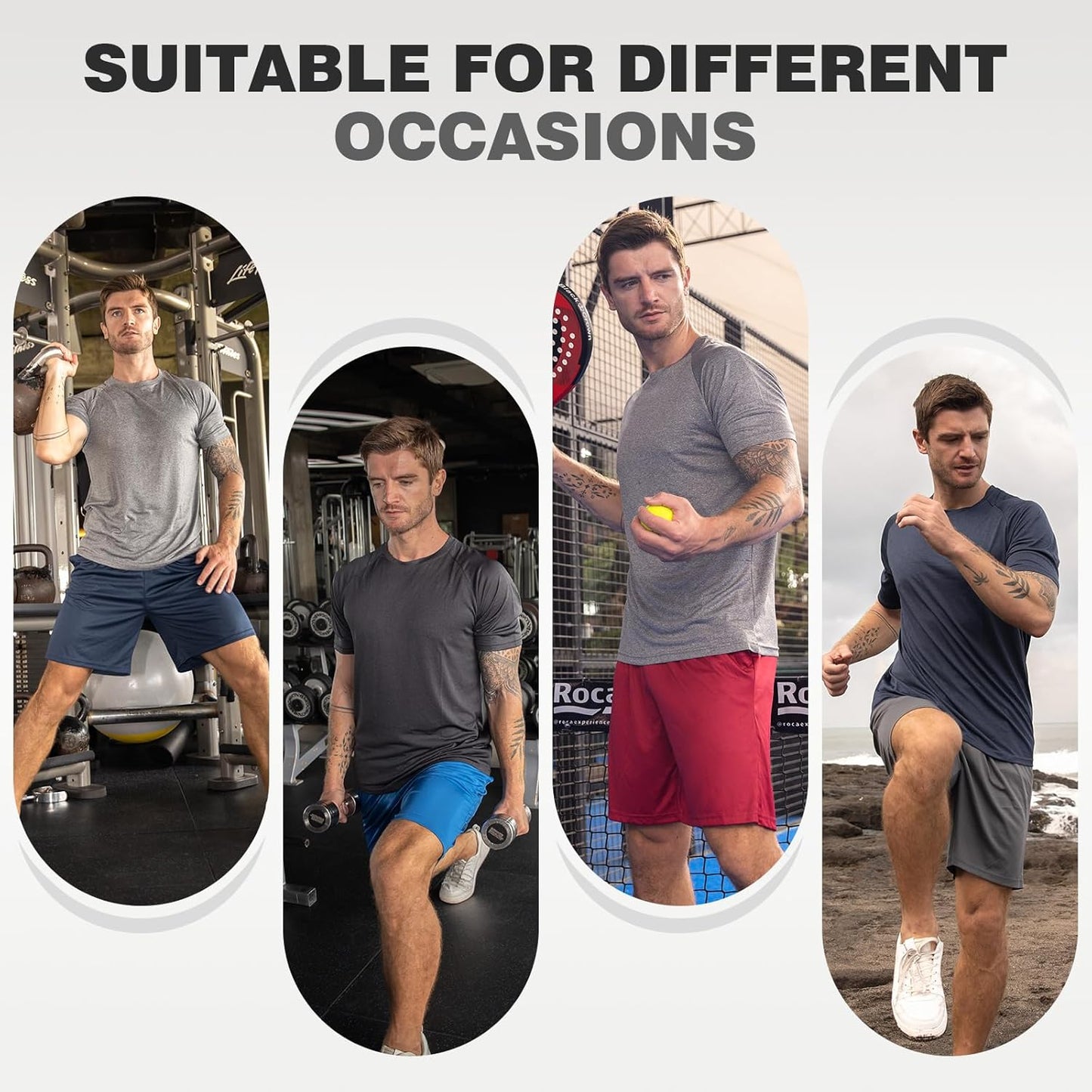 ZENGVEE 3 or 5 Pack Mens Gym Running Shorts Quick Dry Workout Athletic Training Fitness Shorts with Pockets