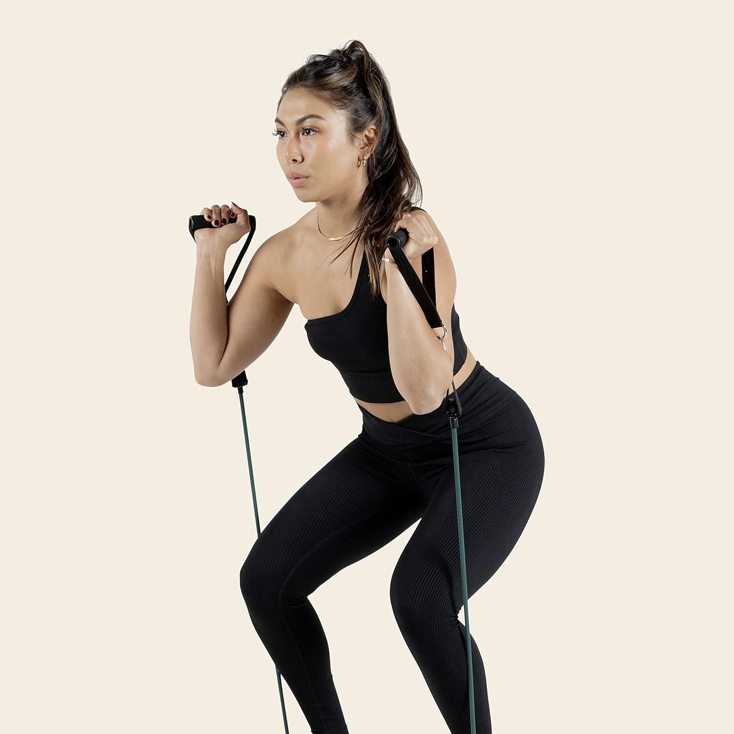 Retrospec Train Resistance Bands Set (5pc) Workout Bands w/Handles, Door Anchor, Carry Bag for Women & Men