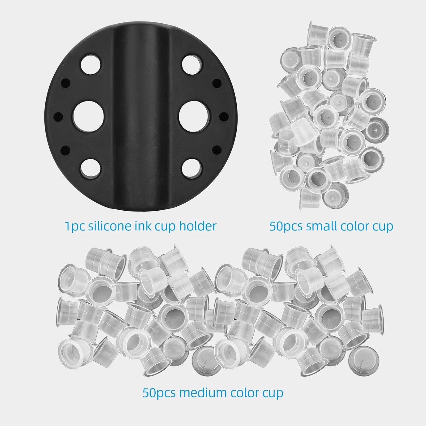 ATOMUS Black Tattoo Pen Stand Silicone Microblading Pigment Ink Cup Holder Makeup Tattoo Accessories Organiser Tattoo Tool Holder with 50pcs S M Pigment Cups