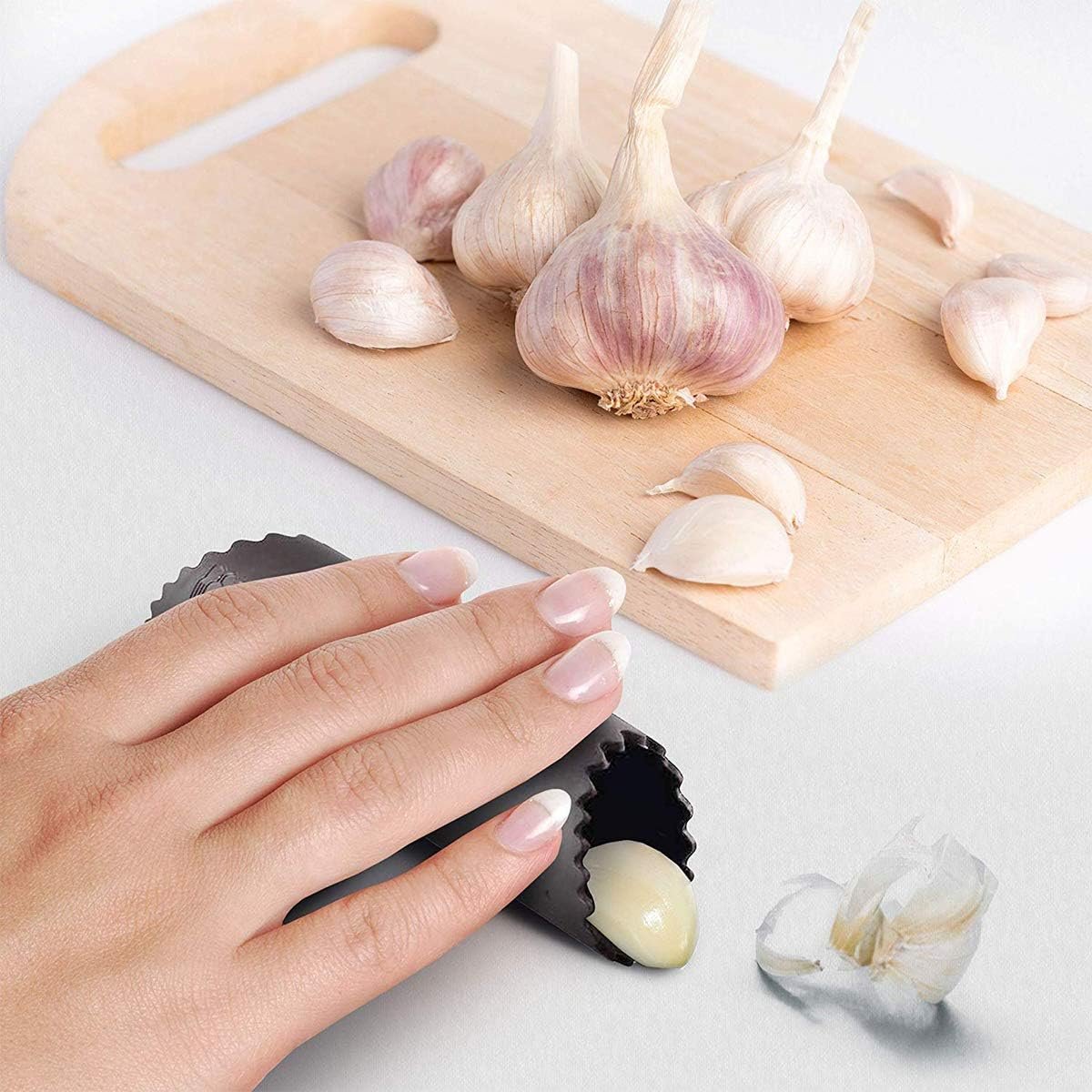 SENQIAO Garlic Press Rocker Stainless Steel Ginger Crusher Squeezer Slicer Mincer Chopper Kitchen Gadget with Ergonomic Handle (2019)