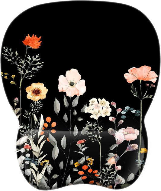 EooCoo Ergonomic Mouse Pad with Wrist Support, Mousepad with Memory Foam Wrist Rest and Non-Slip Base for Computer, Cafe, Home & Office, 9.64 x 8.26 in Office Desk Accessories, Vintage Print