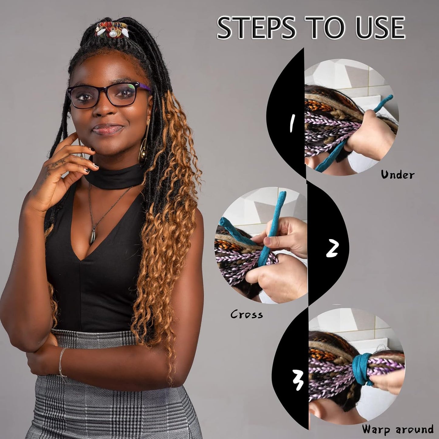3 Pcs Spriral Lock Hair Tie dreadlock hair tie set dreadlock accessories for women and men dreadlocks ponytail holder Dread hair ties for braids thick curly hair (20 inches, Colorful)