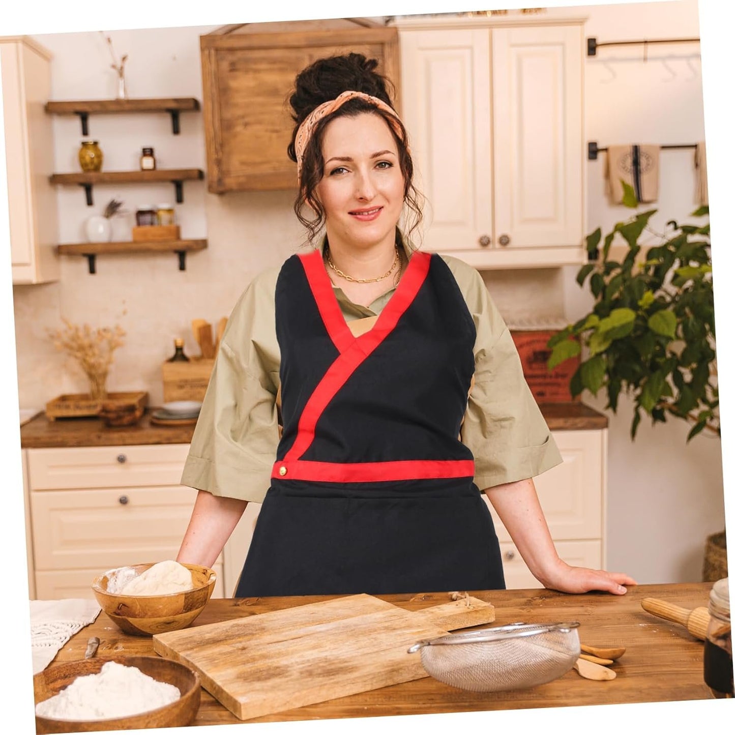 GREENADSCAPE Women Adults Beauty Hairdresser Barber Salon Apron V-neck Nail Tech Work Apron for Housework