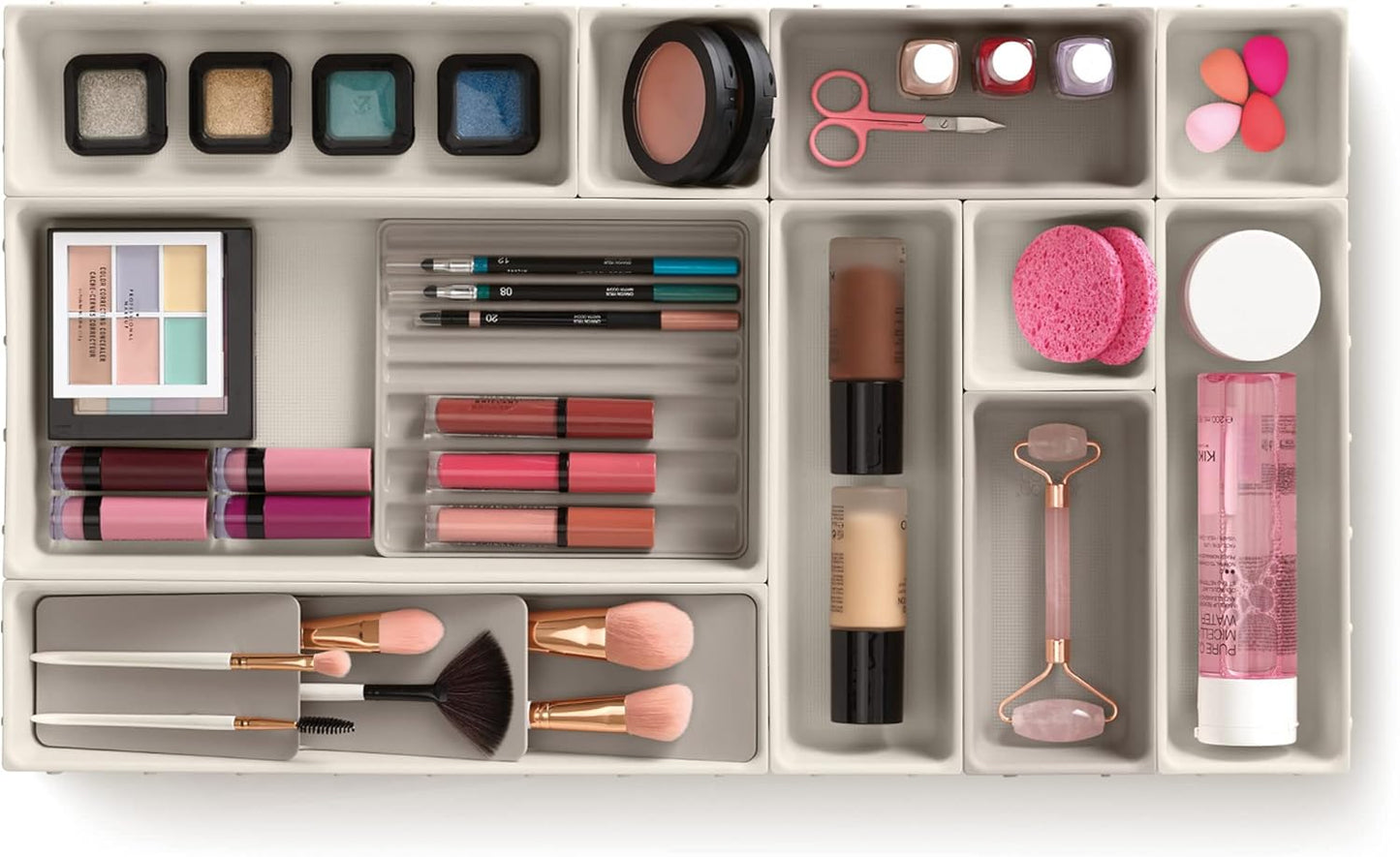 Joseph Joseph Viva 12 Pcs Modular Drawer Organizer Set for Makeup Organisation, Makeup Dividers, Beauty Supplies, Cosmetics and Hair Accessories
