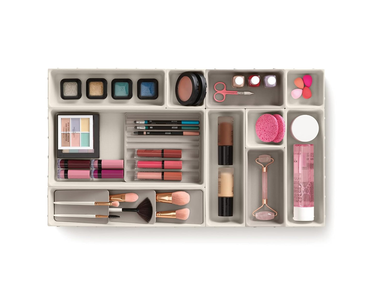 Joseph Joseph Viva - Modular 12-piece Makeup Beauty Drawer Organiser Set, Storage Boxes dividers for makeup, beauty grooming items, cosmetics, hair accessories