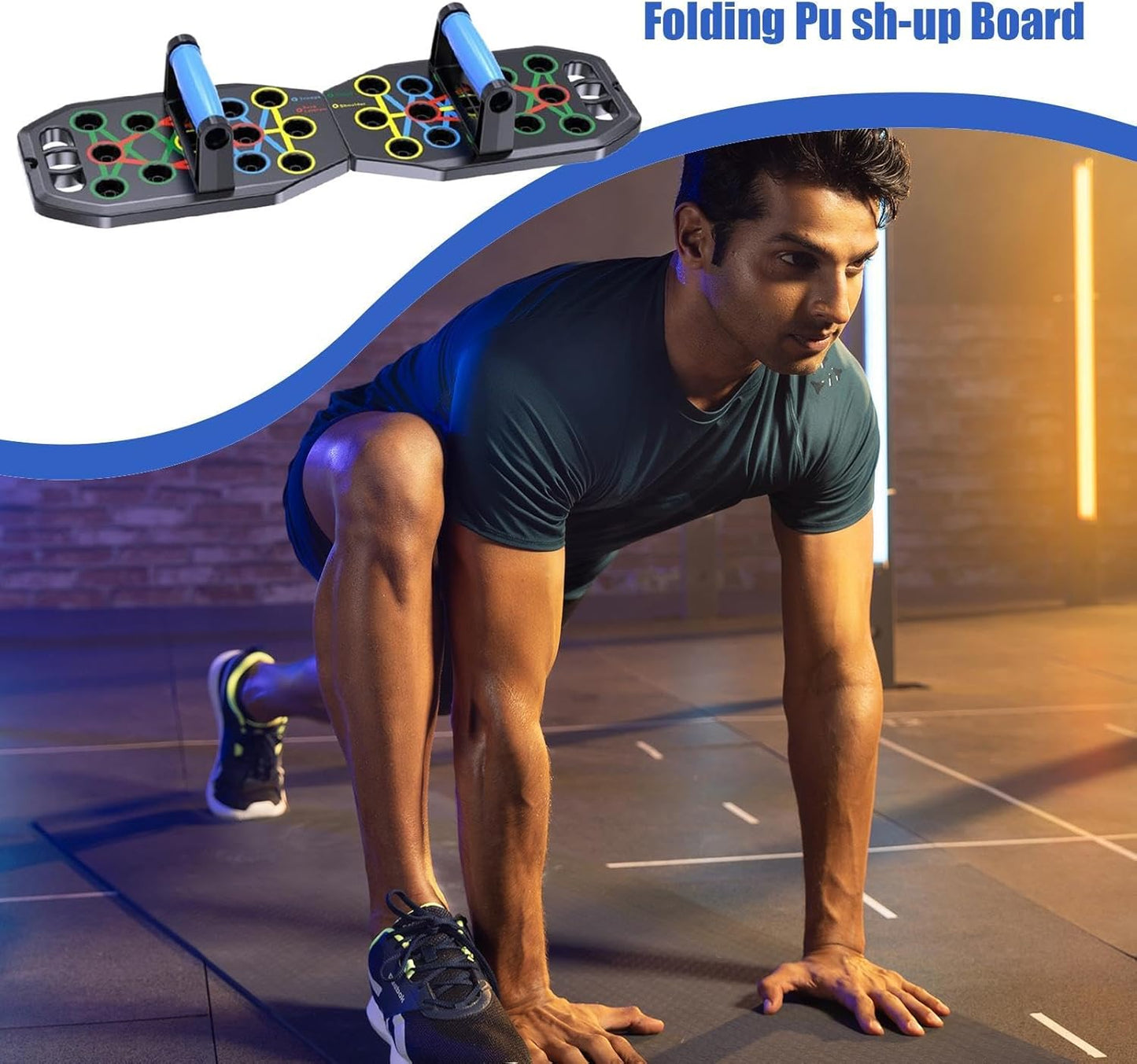 Pushup Board, Non Slip Foldable Pushup Stand, Multi Angle Training Equipment for Strength, Muscolo Building, Home Gym Workout Gear for Men and Women, Compact PC Material,