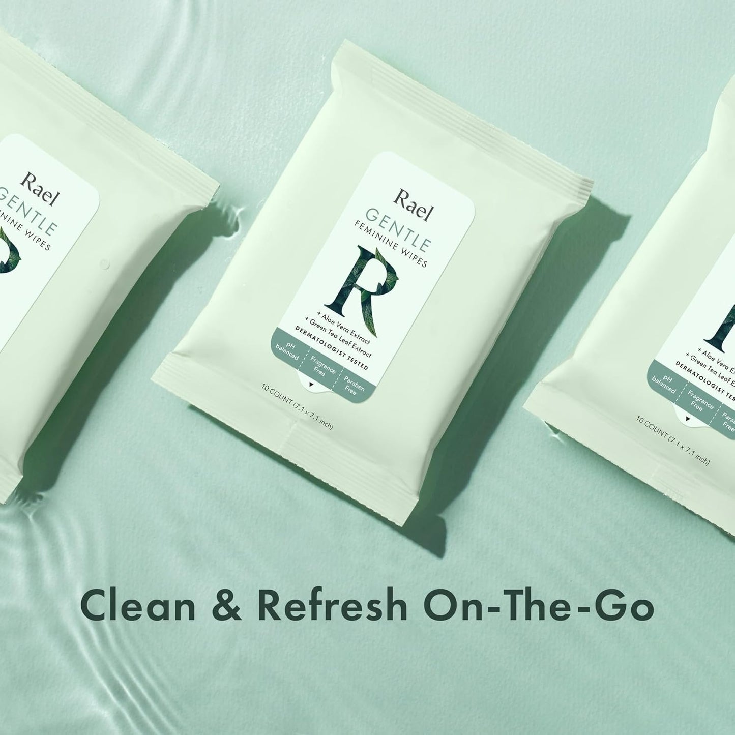Rael Flushable Feminine pH Wipes - Travel Size, All Skin Types, Paraben Free, pH-Balanced, Daily Use (10 Count, Pack of 3)