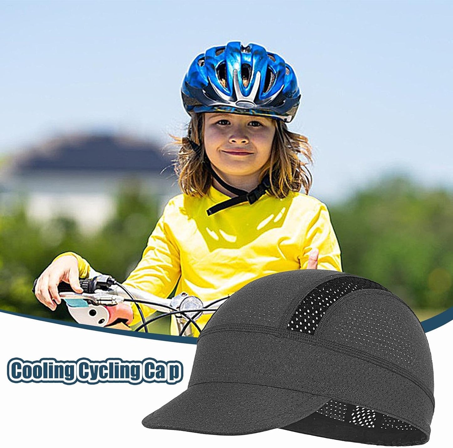 Bike Hat, Hard cap Liner, Mesh Headwear, Sun Visor Helmet, Breathable Protective Gear for Cycling Workout Skiing Fishing Construction Camping Football Hiking, 5.12x2.36 Inches