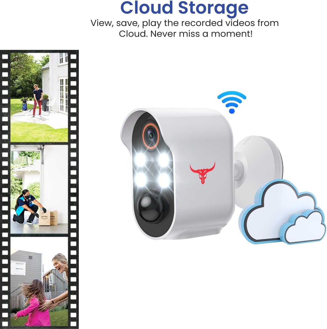 1080P Security Camera Wireless Outdoor with 2-Way Talk for Home Security, Color Night Vision, PIR Motion Detection, Cloud Storage, Live View Bullet Surveillance Cam