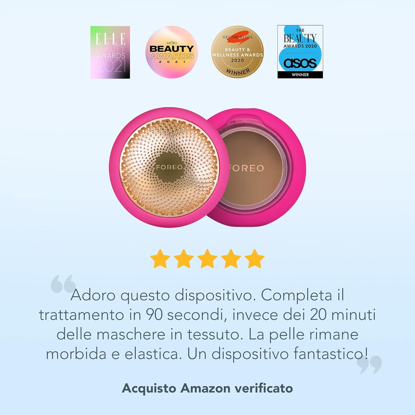 FOREO UFO 2 LED Face Mask Treatment, Full Spectrum LED Face Treatment, Thermotherapy, Cryotherapy, Facial Massager, Best Absorption of Skincare Products, Fuchsia