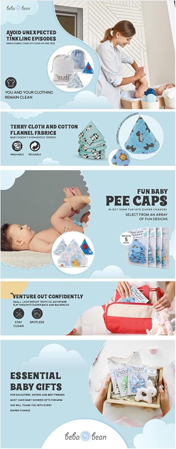 Pee Pee Teepee Panda 5 Pieces Baby boy Pee Shield Babyboy Essentials peepeeeteepee Baby boy Diaper Cover for Boys Teepee Pee Shield Pee Covers