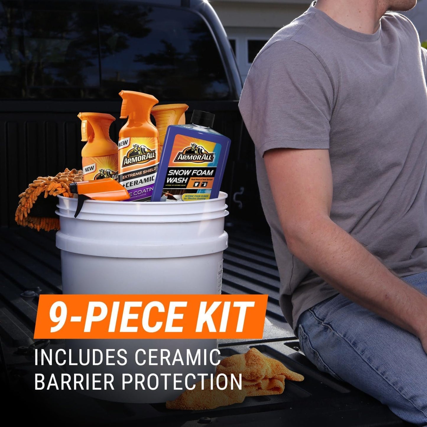 Armor All Ultimate Car Detailing Kit, Includes Car Wash, Glass Cleaner, Tire Cleaner, Microfiber Accessories (9 Piece Kit)