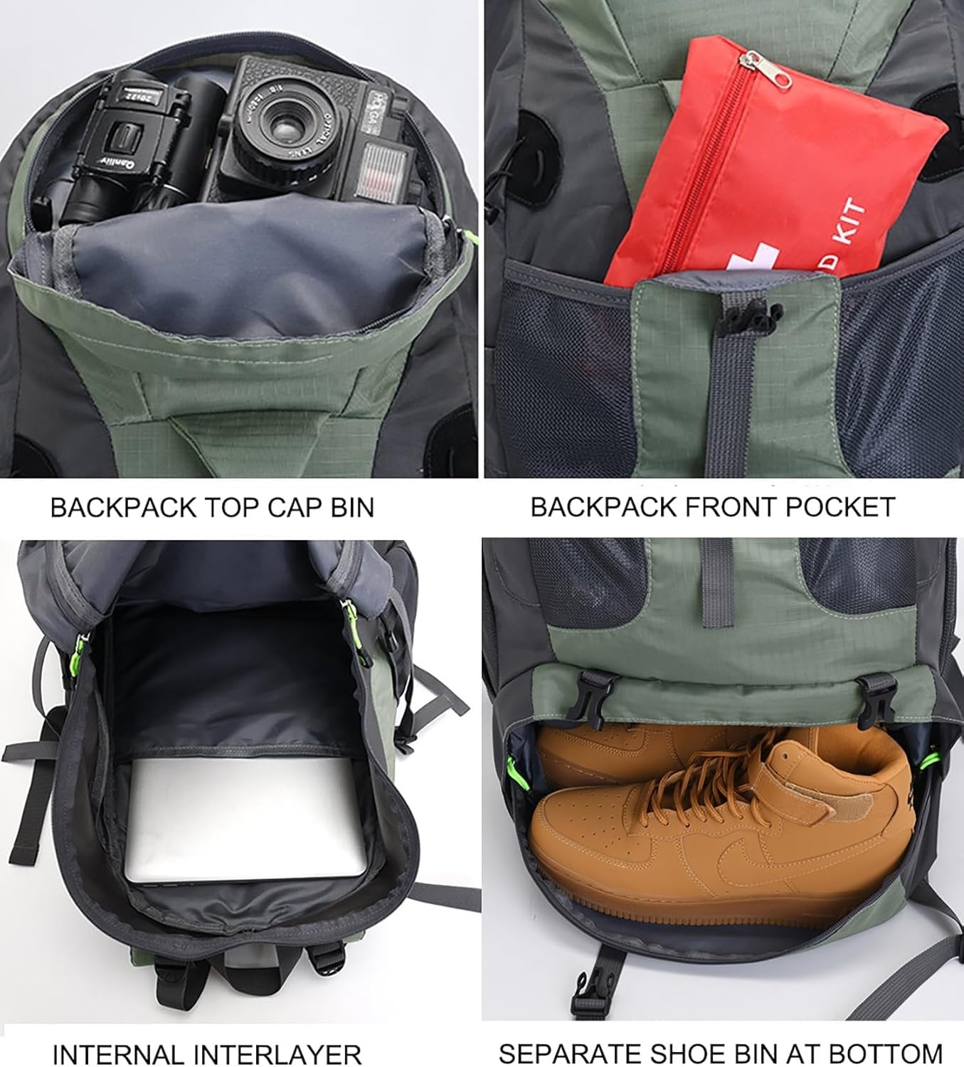 Bseash 50L Lightweight Water Resistant Hiking Backpack, Outdoor Sport Daypack Travel Bag for Climbing Camping Touring