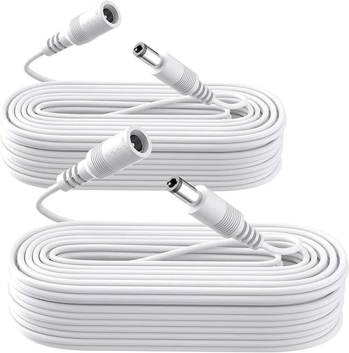2 Pack 33ft 10M Power Extension Cable, 2PCS DC 12V 2.1mm x 5.5mm Power Adapter Extension Cord, Compatible with 12V DC Power Supply Adapter or Wall Charger for CCTV Security Camera(2Pack, White)