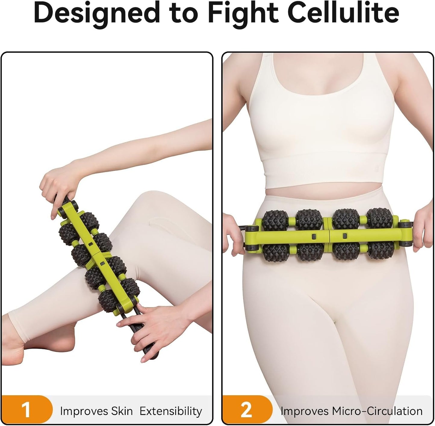 CSGGJR 8-Roller Detachable Fascia Massage Stick – Deep Tissue Massager for Back, Arms, Legs & Abdomen – Full Body Fascia Blasting Tool for Muscle Recovery, Circulation Boost & Cellulite Reduction