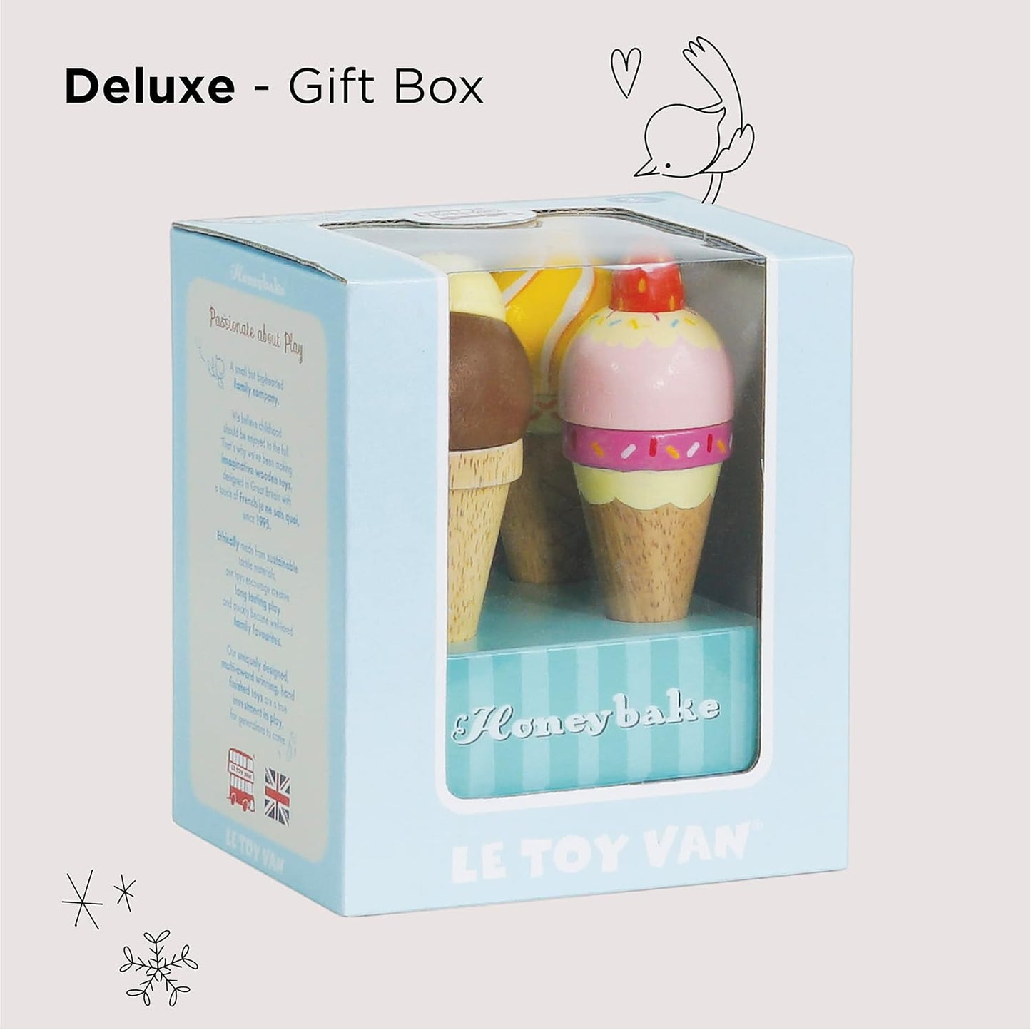 Le Toy Van - Educational Wooden Toy Honeybake Ice Creams Pretend Play Kids Playset, 6 Pieces - Great Gifts for A Boy Or Girl - Best for 2, 3, 4 And 5 Year Olds