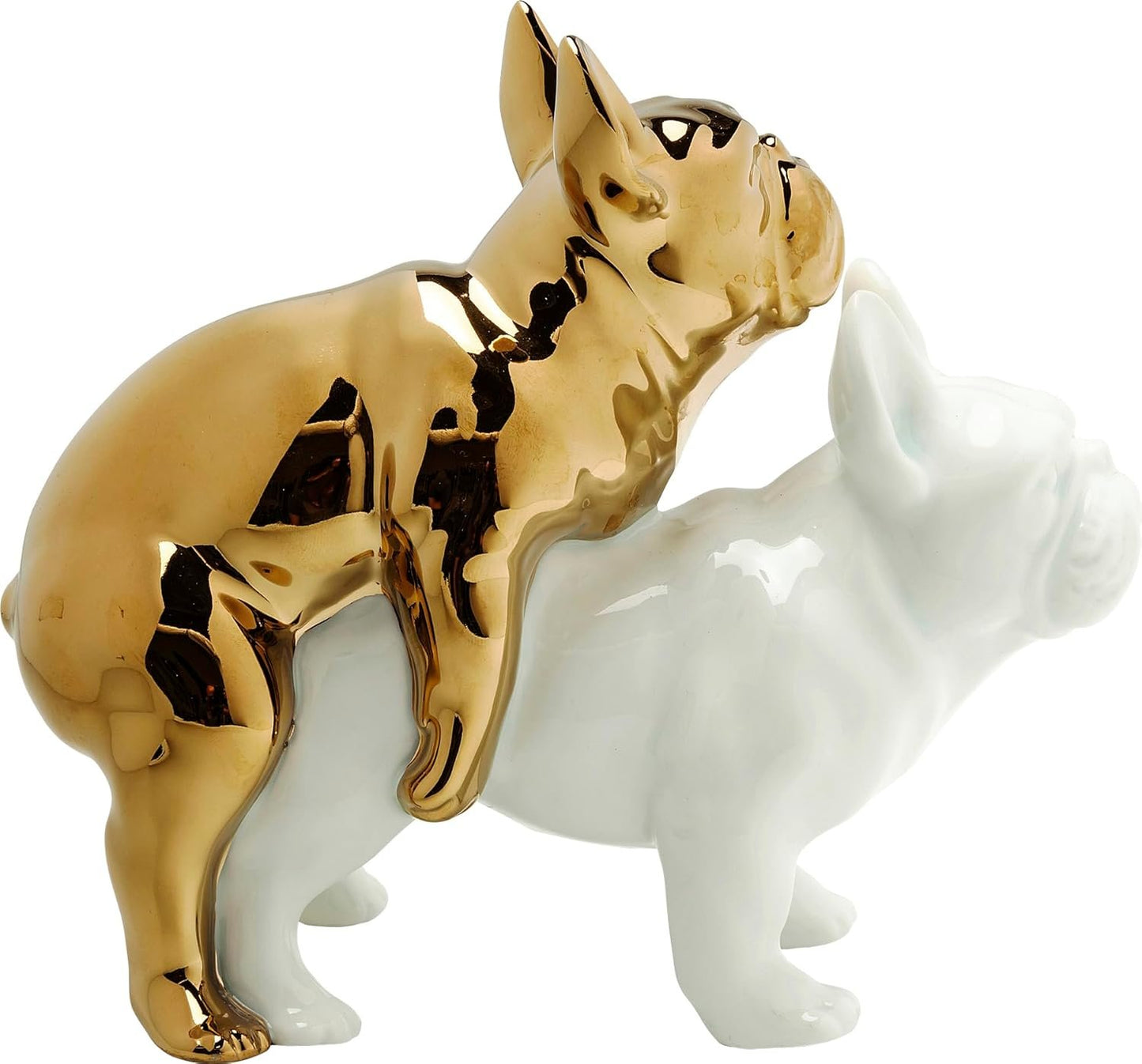 Kare Love Dogs Design Decorative Figure, Gold/White, 17 cm, Dogs, Porcelain, Funny Decorative Object