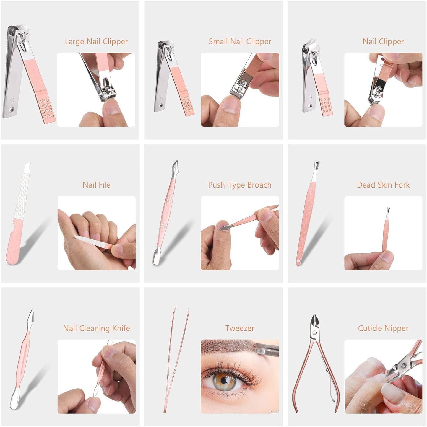 Nail Clippers 18 pcs Manicure Set Nail Scissors Cuticle Remover for Men Women Stainless Steel Nail Care Grooming Kit with Leather Case for Travel & Home