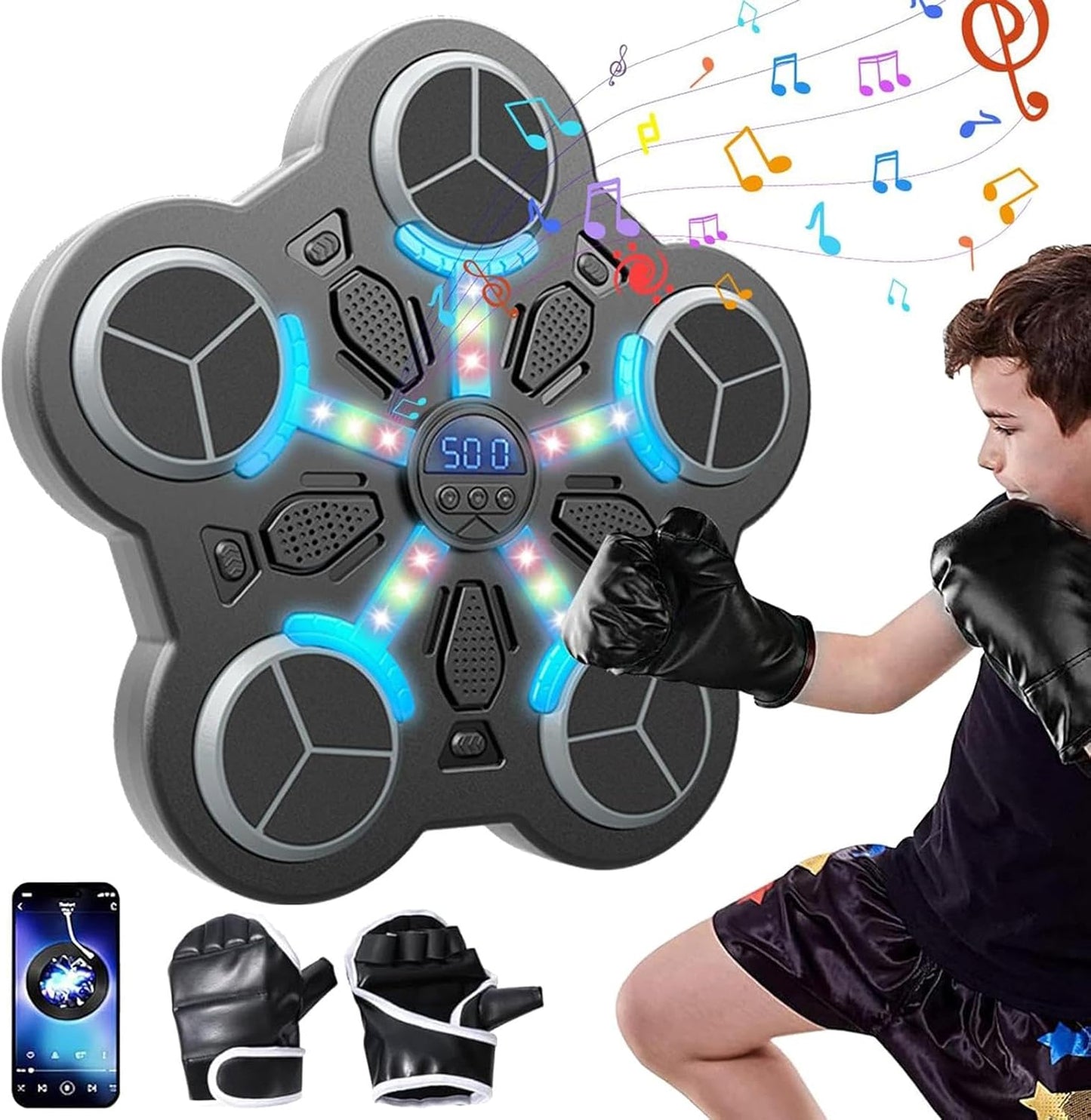 Punching Machine, Boxing Workout Gear, Light-Up Punch Machine, Fitness Boxing Equipment, Multipurpose Workout Device, Adjustable Wall Puncher, Wireless Punch Machine, Boxing Training Equipment