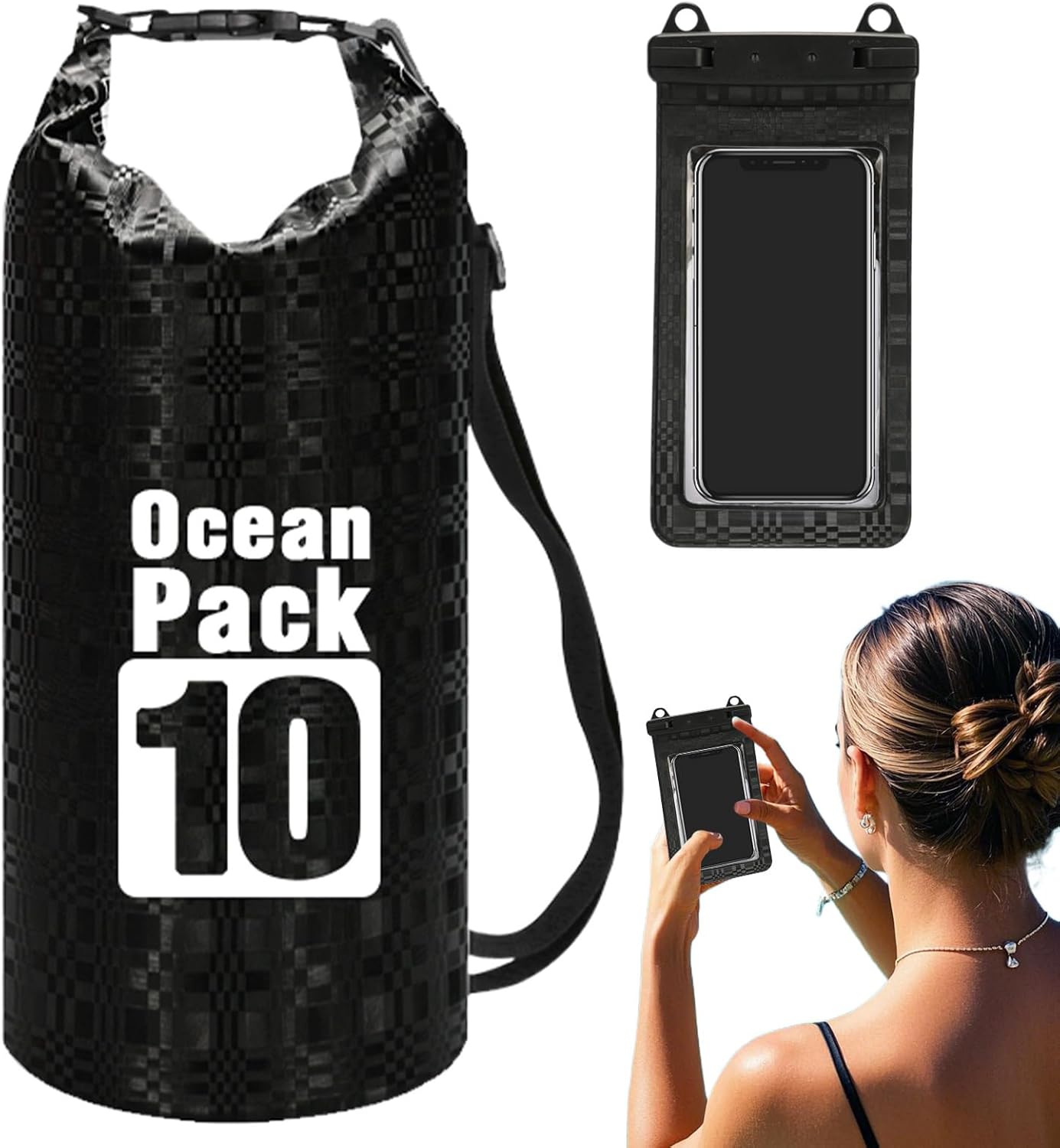 Gitekain Waterproof Bag, Portable Pouch, Lightweight Roll Top Storage Backpack, Ideal for Beach, Camping, Commuting, Shopping, Outdoor Travel and Adventures 16.14x7.68x0.2 Inch