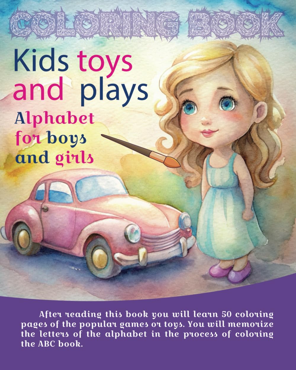 Coloring book plays and toys: alphabet for children