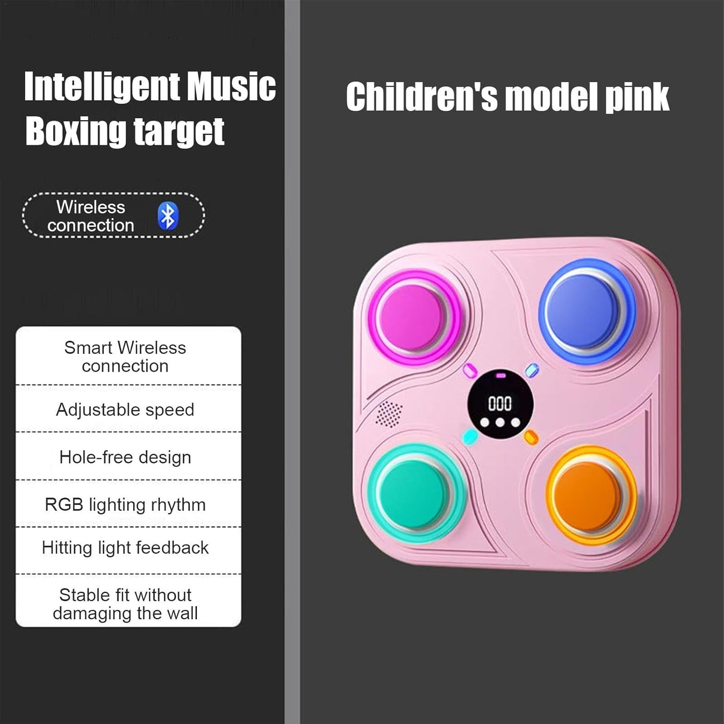 Wall-mounted Boxing Target, Interactive Punching Pad, Kids Boxing Training Gear, Reaction Training Boxing Pad, Home Workout Boxing Target, Wall-mounted Smart Music Boxing Target for Home Workouts