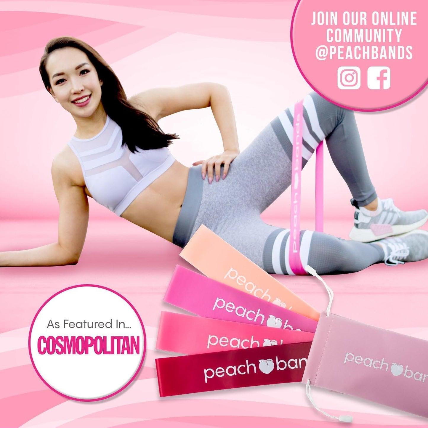 Peach Bands Resistance Bands Set - Exercise Workout Booty Bands for Legs and Glutes
