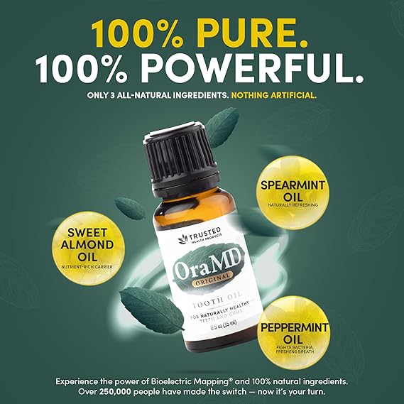 OraMD Original Tooth Oil - Healthy Gums, Fresh Breath and Helps with Sensitive Teeth - All-Natural Solution Better Than Mouthwash (2-Pack)