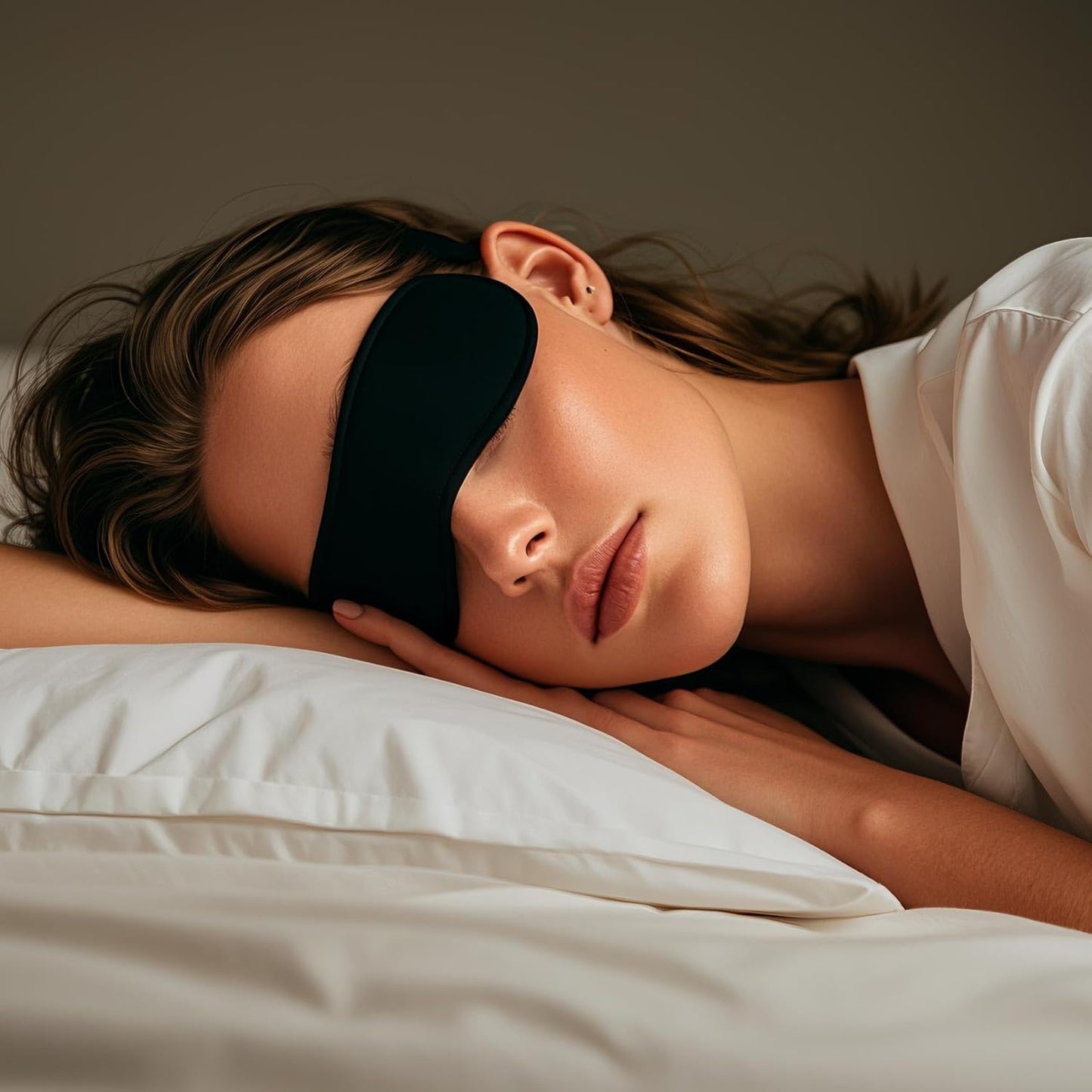 Sleep Mask Silk Eye Cover for Pressure-Free Comfort, Washable Sleeping Eyeshade (Black)