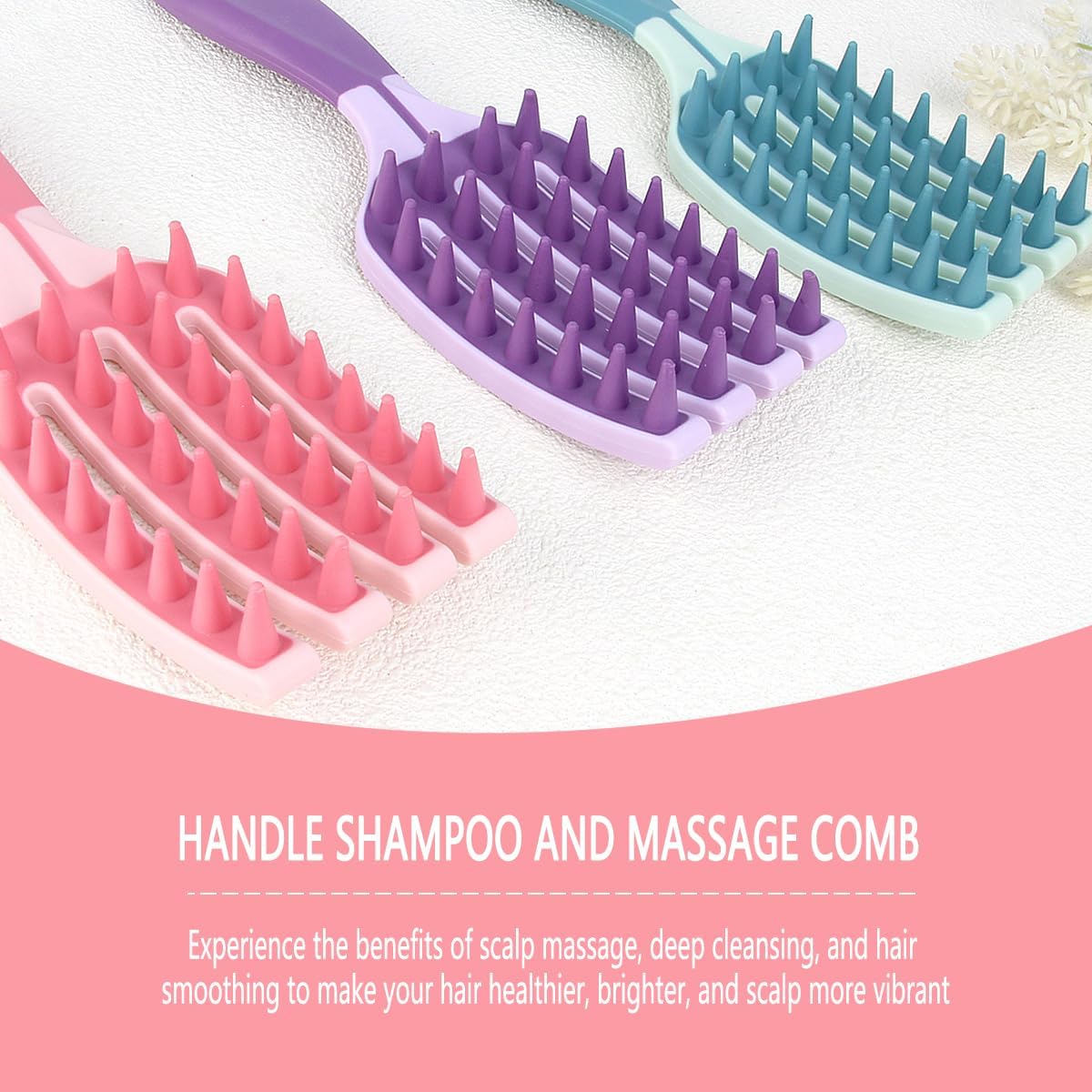 Silicone Scalp Massager Brush - Detangling Comb with Soft Bristles for Hair Growth, Shower & Travel | Gentle Shampoo Brush & Scalp Exfoliator (pink)