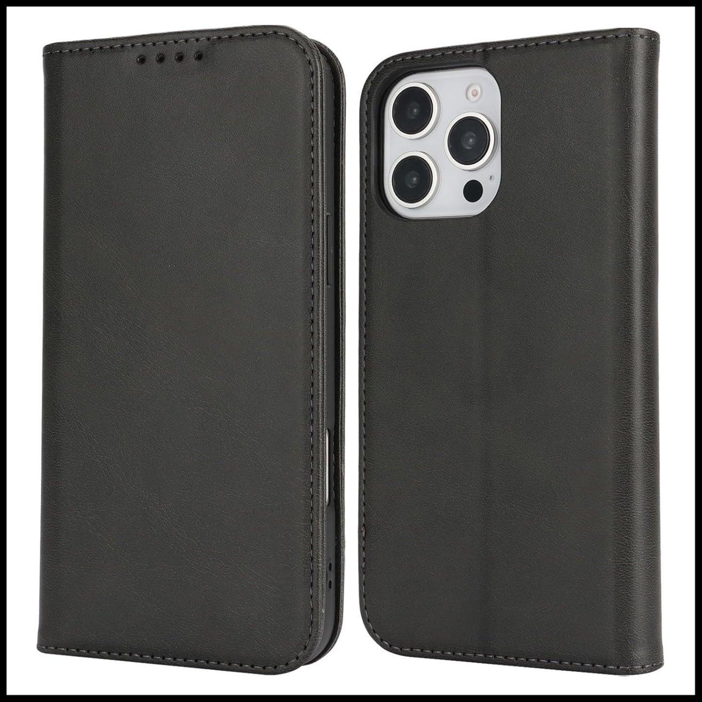 FROLAN for iPhone 16 Pro Wallet Case with Card Holder, Premium PU Leather Credit Slot Flip Folio Book Drop Protection Shockproof Phone Cover for iPhone 16 Pro 6.3 Inch (Black)