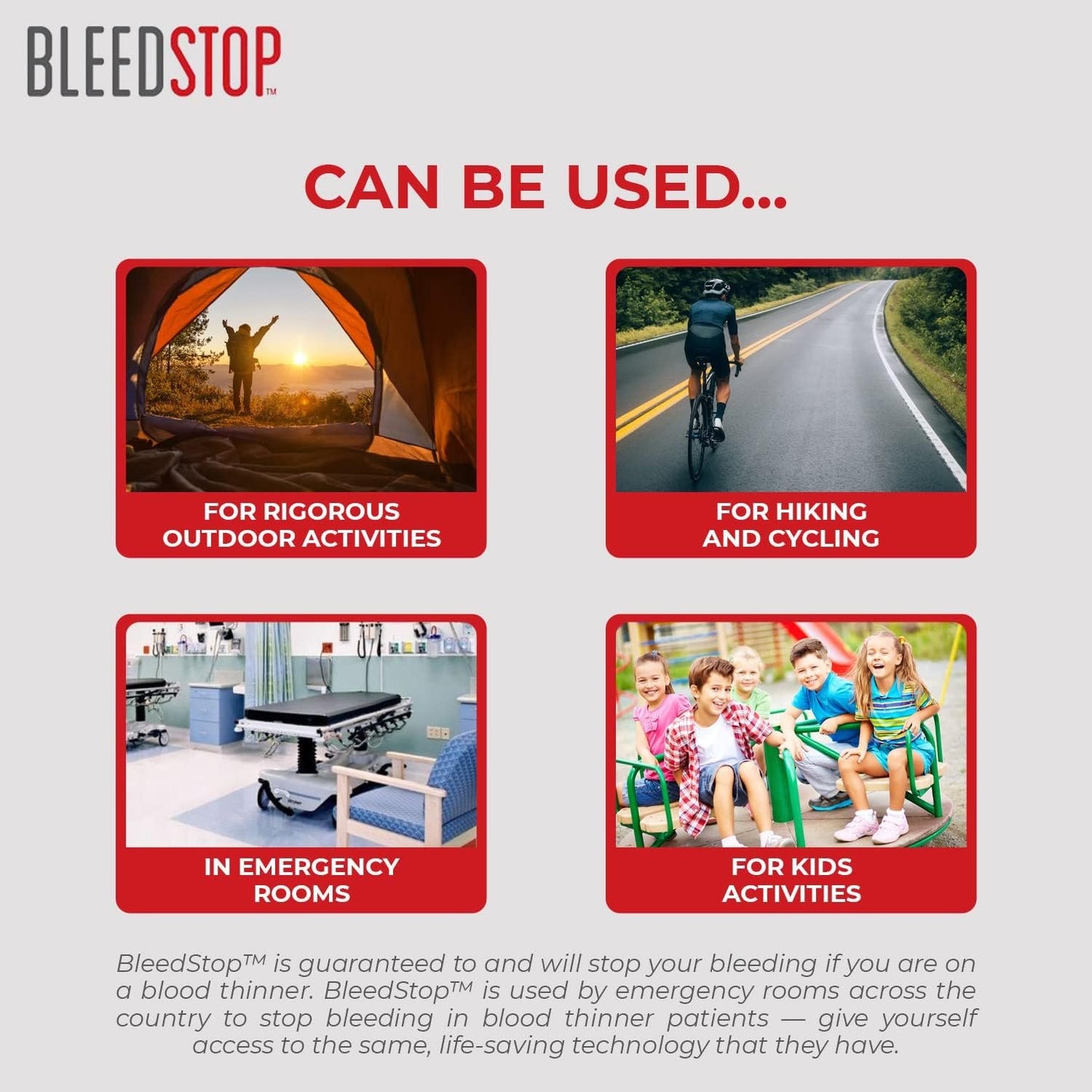 BleedStop First Aid Powder for Blood Clotting, Trauma Kit, Blood Thinner Patients, Camping Safety, and Survival Equipment for Moderate to Severe Bleeding Wounds or Nosebleeds (Double 4 Pack 15g)