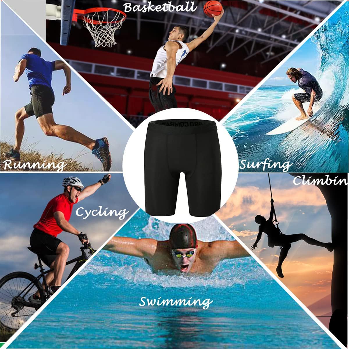 Smatstyle Men's Compression Shorts Running Shorts Sports Shorts Fitness Shorts Base Layer Short Gym Leggings Quick Dry Breathable