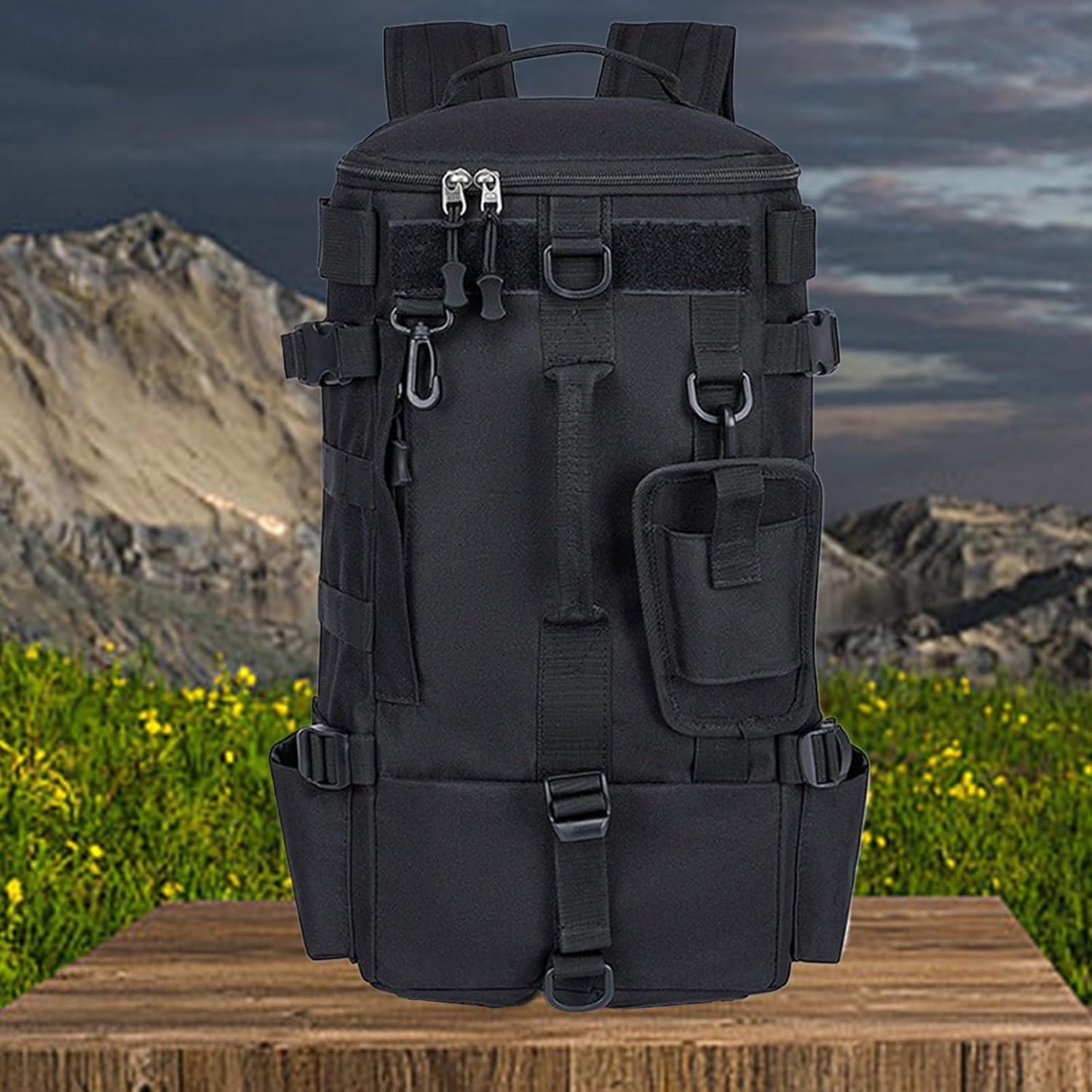 Fishing Backpack, Tackle Rucksack, 8.27x18.5x5.12 inches Waterproof Gear with Multi-Pockets Rod Holder, Storage Bag for Hiking Camping, Travel,Beach, Picnic, Adventure, Organizer