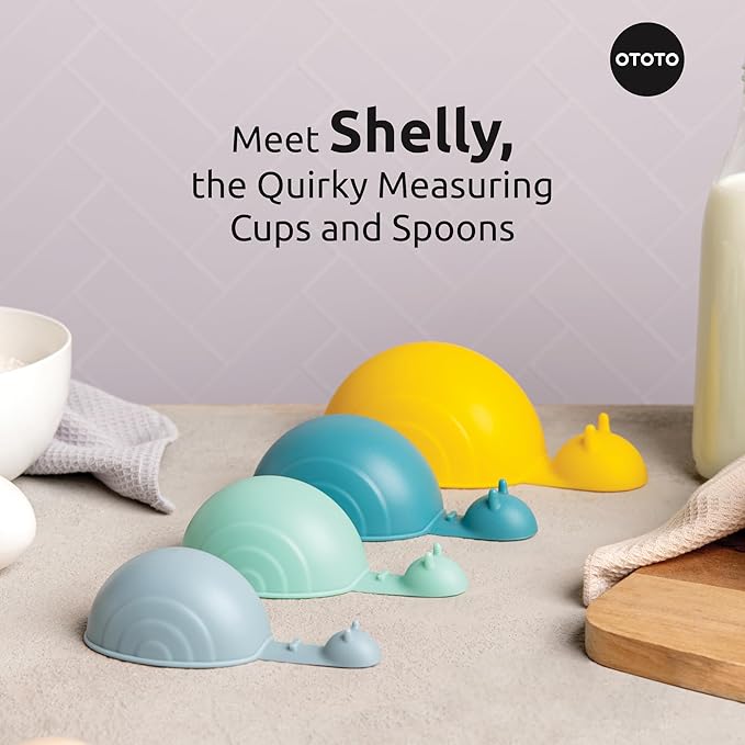 OTOTO Measuring Spoons Set - Teaspoons for Dry & Liquid Ingredients, BPA-free & Dishwasher Safe, Funny Gifts, Baking Accessories, Unique Kitchen Gadgets (Shelly)
