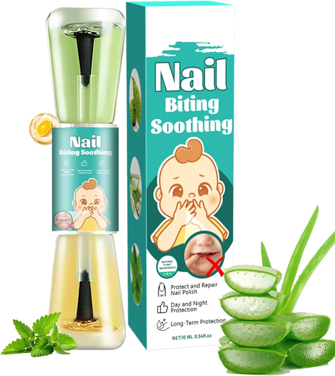 Nail Biting Polish, Nail Biter Stopper Polish, 10ml Natural Safe and Effective Solution, Thumb Sucking and Fingernail Care for and Children, Manicure Support Tool