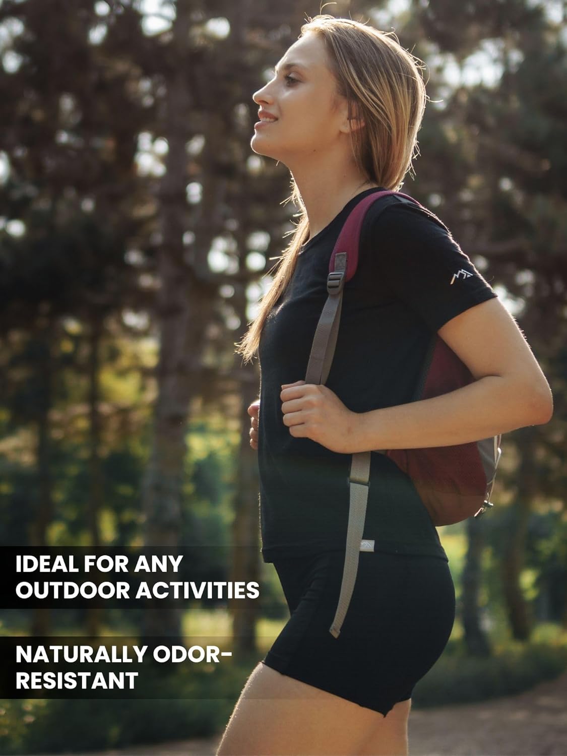 Merino.tech Merino Women's T-Shirt – 100% Thermal Short Sleeve Jersey in Merino Wool with Socks