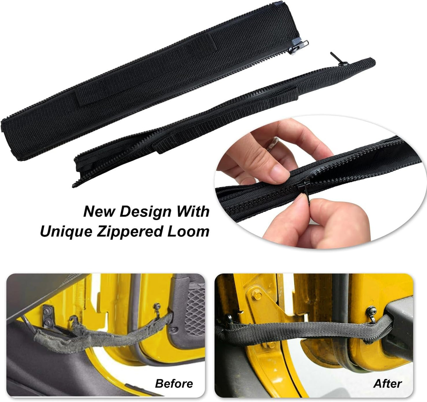 Door Limiting Straps Swing Door Check Limiter for 2007-2018 Jeep Wrangler JK JKU 2/4 Door, with Wire Protecting Harness, Interior Accessories, Black