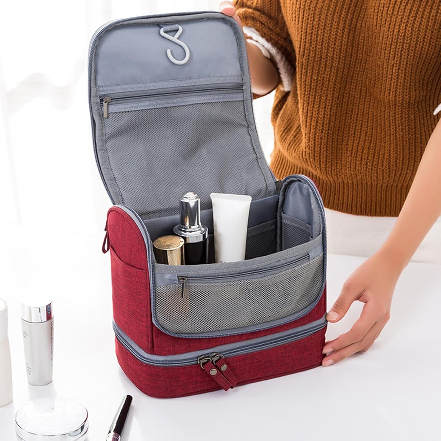 Toiletry Organizer Bag | Waterproof Travel Bag | Compact Travel Toiletry Bag | Spacious Travel Hygiene Bag | Cosmetic Organizer for Travel | Toiletry Kit for Travel | Travel Makeup Bag
