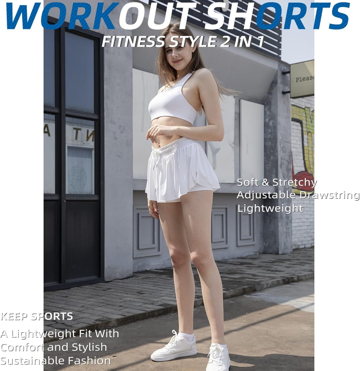 Flowy Athletic Shorts for Women Running Tennis Butterfly Shorts Girls 2-in-1 Double Layer Quick-Drying Comfy Shorts